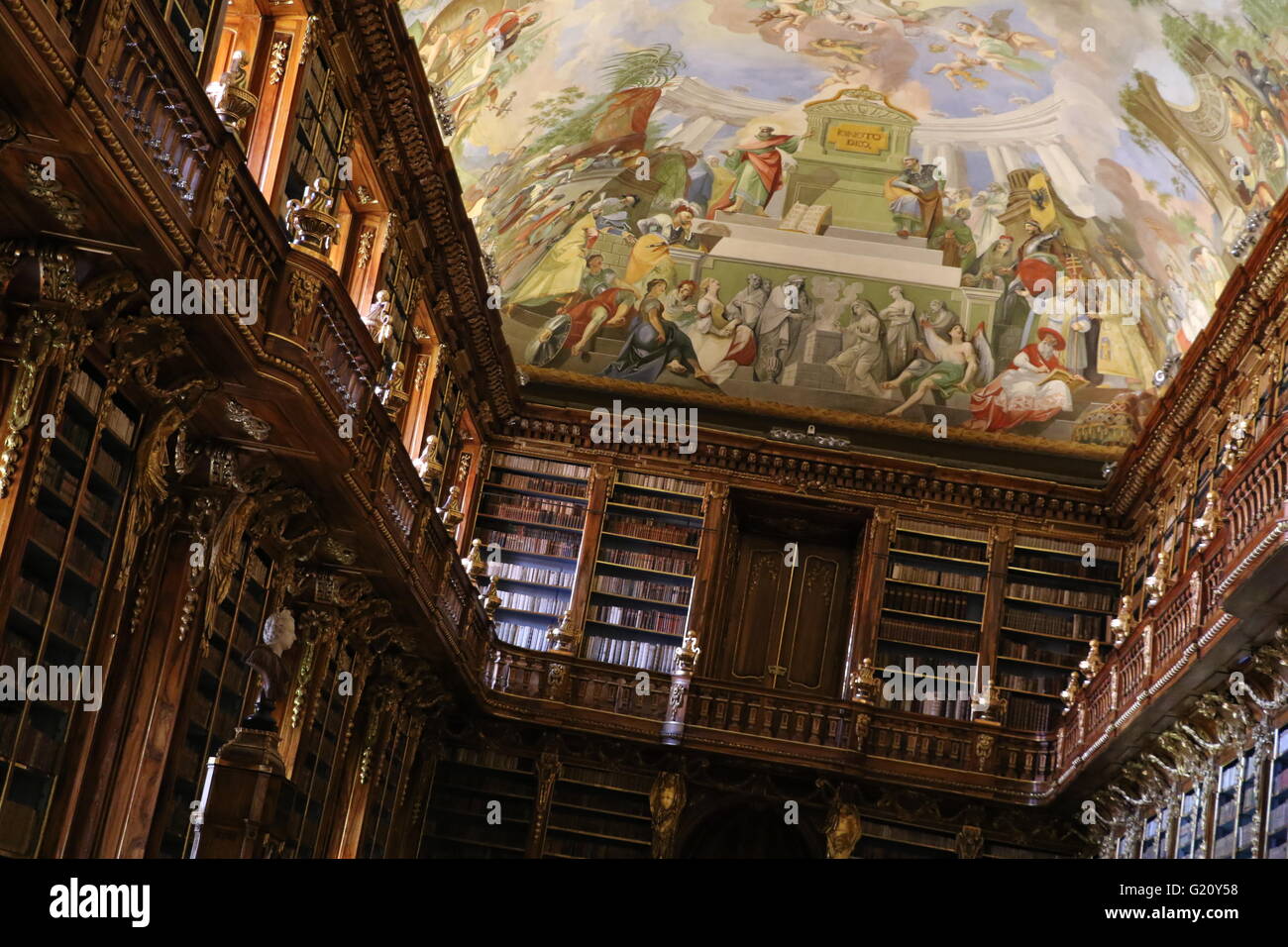 The Library of Strahov Monastery in Prague Stock Photo