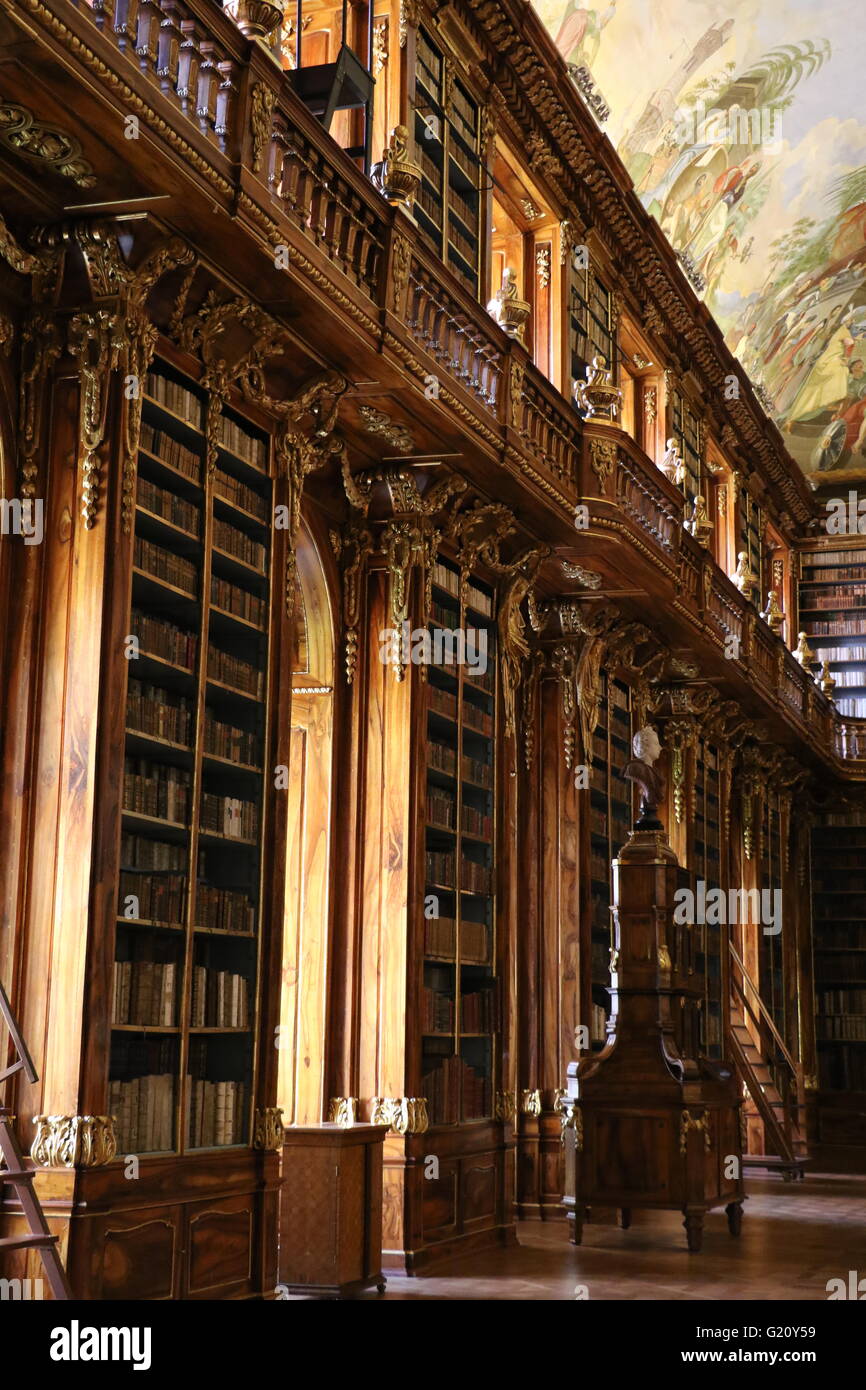 The Library of Strahov Monastery in Prague Stock Photo