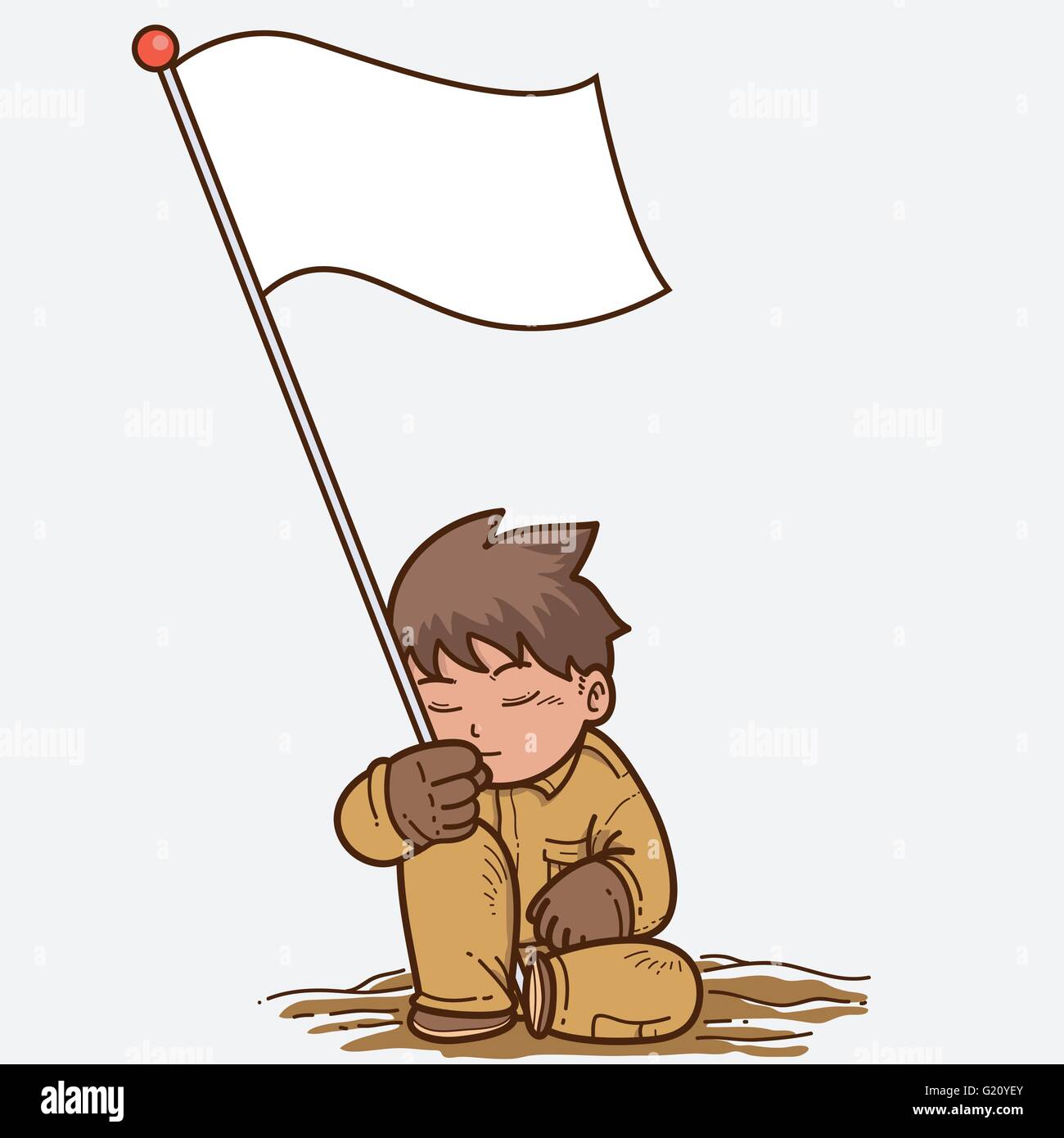 Illustration of man with a flag Stock Vector