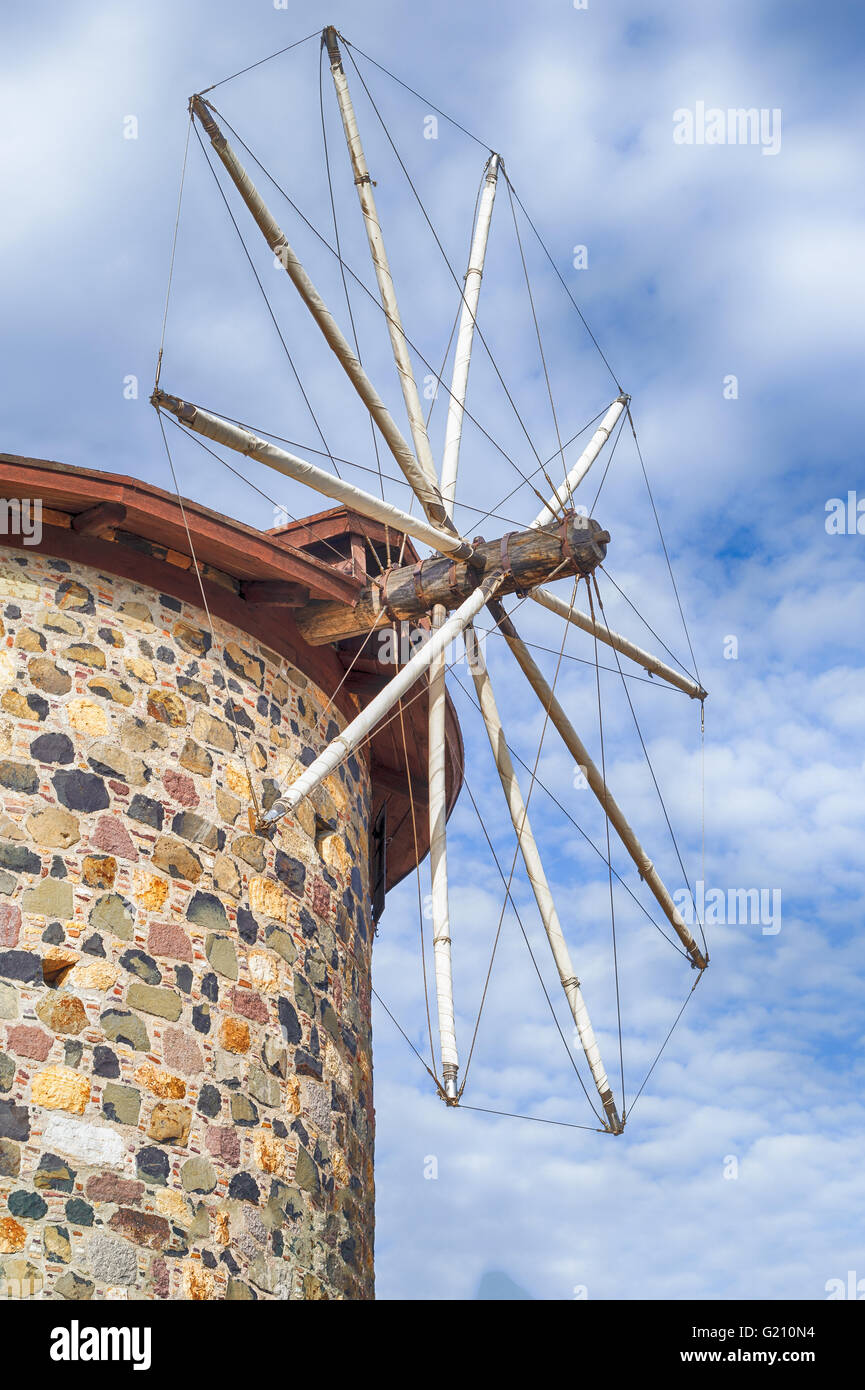 An old windmill on the island Cunda Alibey in Balikesir Turkey Stock Photo