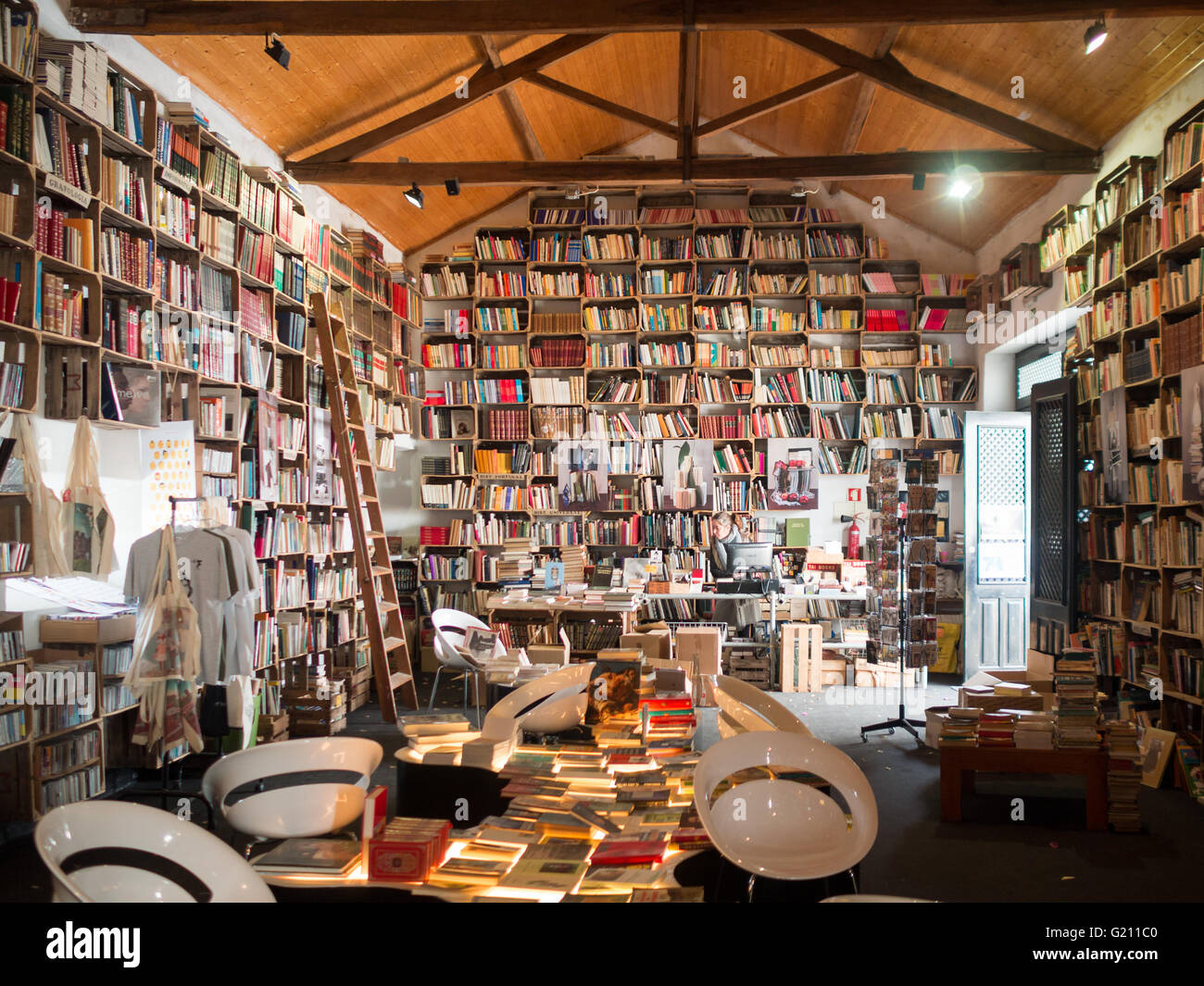 Bookshop interior in Obidos village Stock Photo