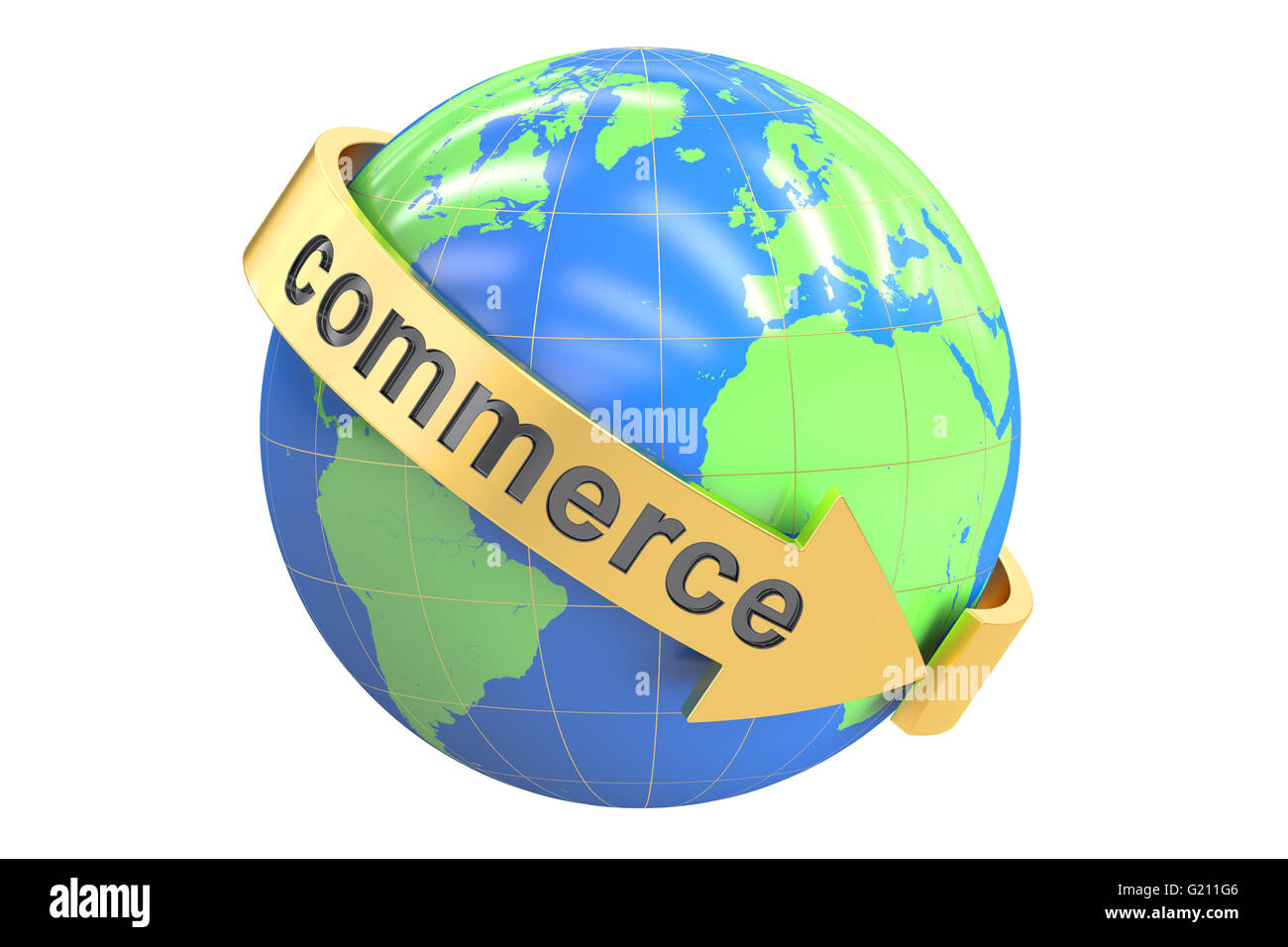Global Commerce 3D rendering isolated on white background Stock Photo