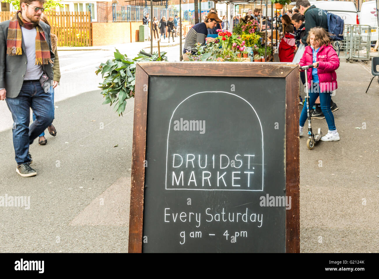 London, United Kingdom - April 30, 2016: Druid Street market in Bermondsey (located in railway arches). Great street food Stock Photo