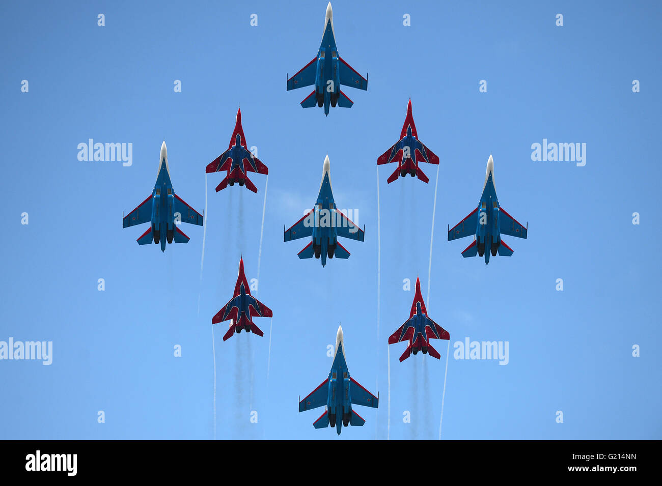 Kubinka, Russia. 21st May, 2016. Russian jet fighters MiG-29 of the ...