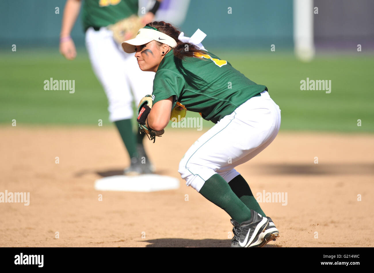 NDSU's Cheyenne Garcia (1) make a play from her 2nd base position in a game against the Minnesota Gophers. Minnesota won the NCAA 1st Round Regional game in Seattle 7-2. Jeff Halstead/CS Media © Jeff Halstead/Cal Sport Media Stock Photo