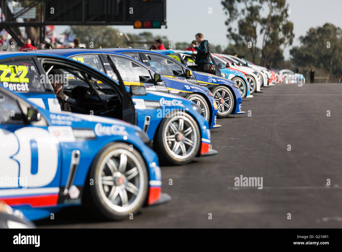 Melbourne, Australia. 22nd May, 2016. V8 Supercars on display at Winton Raceway for race 11 of the Virgin V8 Supercar Series. Credit:  David Hewison/Alamy Live News Stock Photo