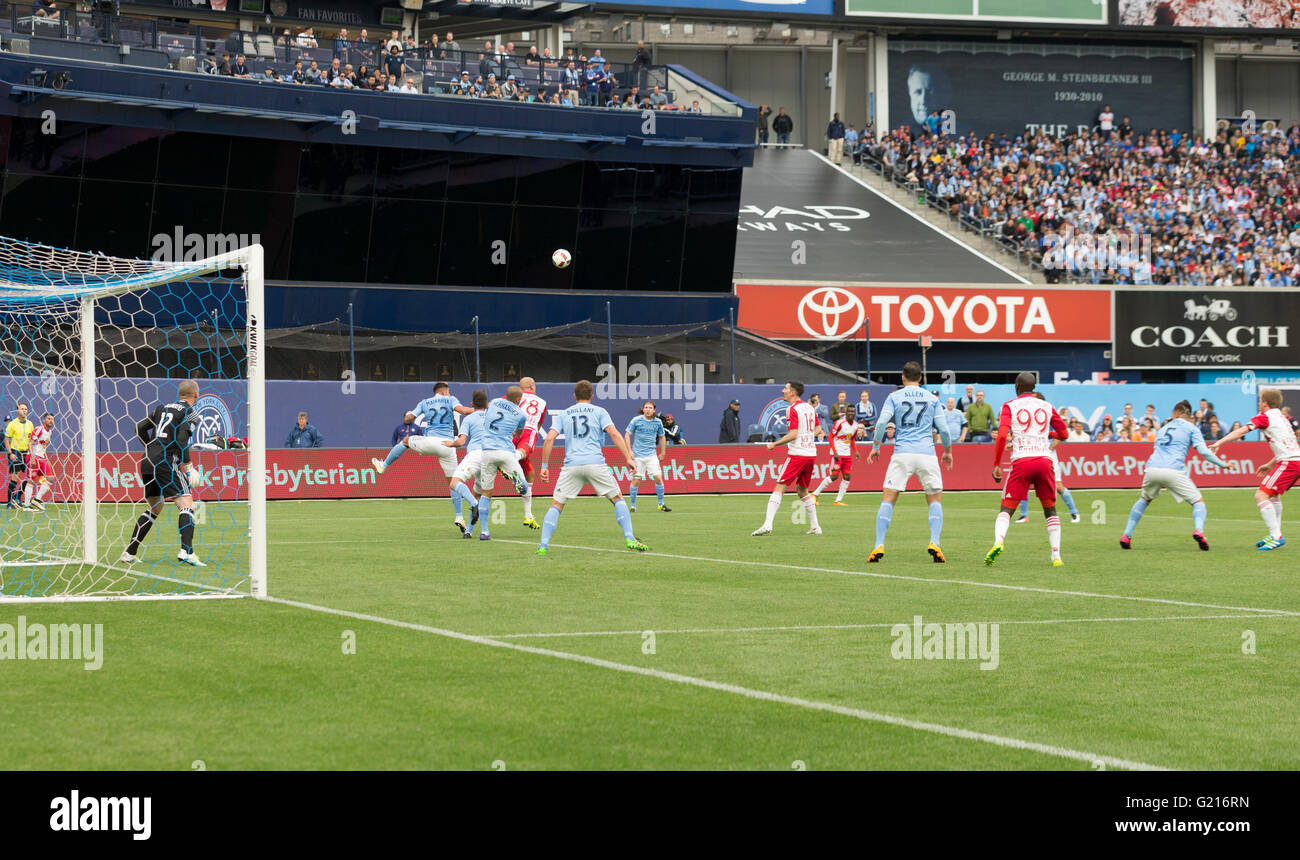 New York, USA. 21st May, 2016. Team NYC FC defends at MLS game NYC FC ...