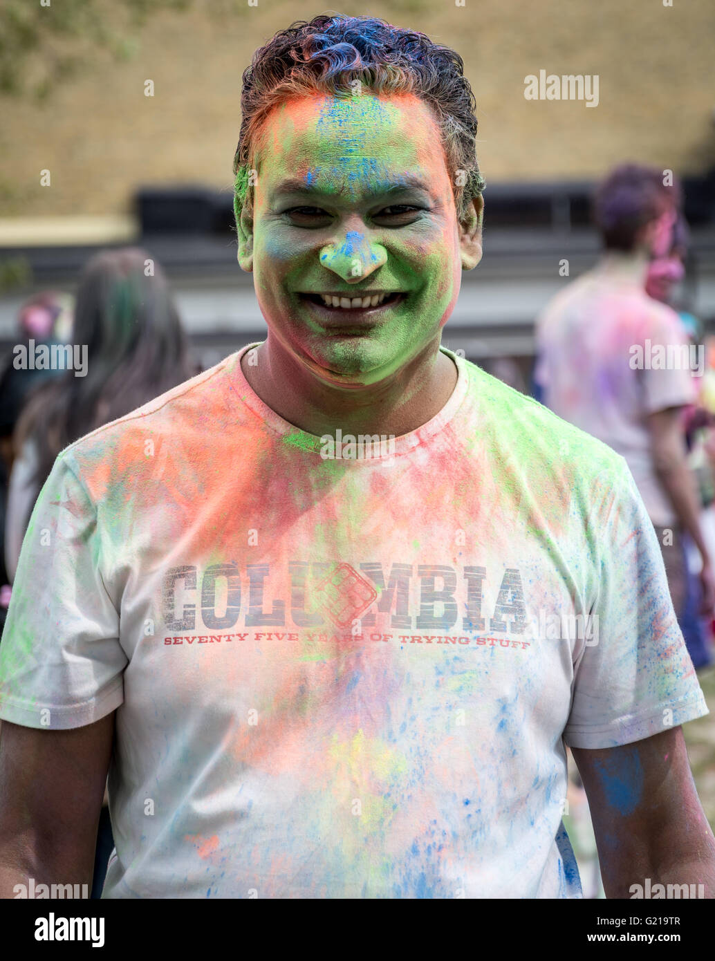 Malmö, Sweden. 21st May, 2016. A happy man during the color throwing ...
