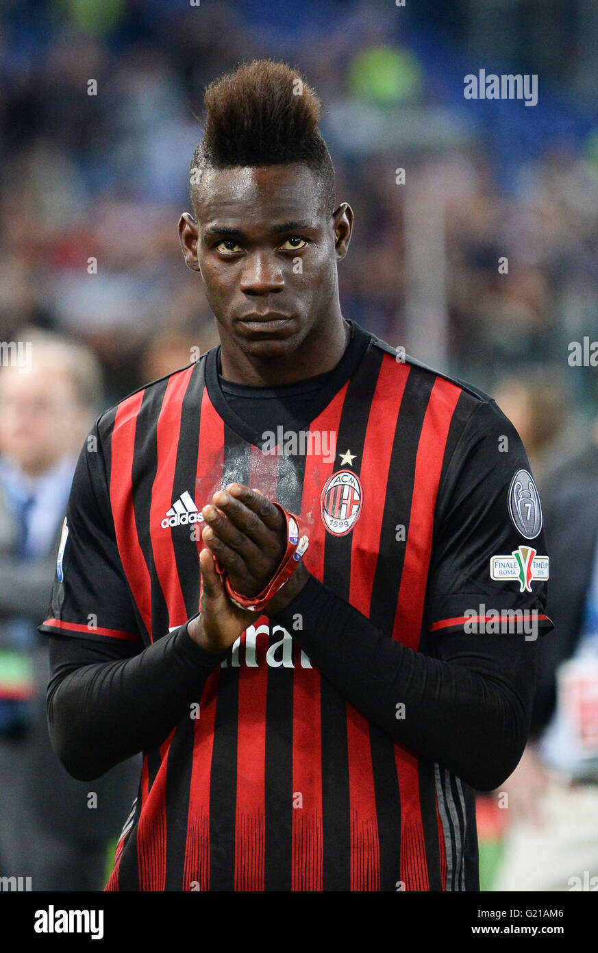 Stadio Olimpico, Rome, Italy. 21st May, 2016. Coppa Italia Final. AC Milan  versus Juventus. Mario Balotelli disapointed not to win Juventus won the  match by a score of 1-0 after an extra