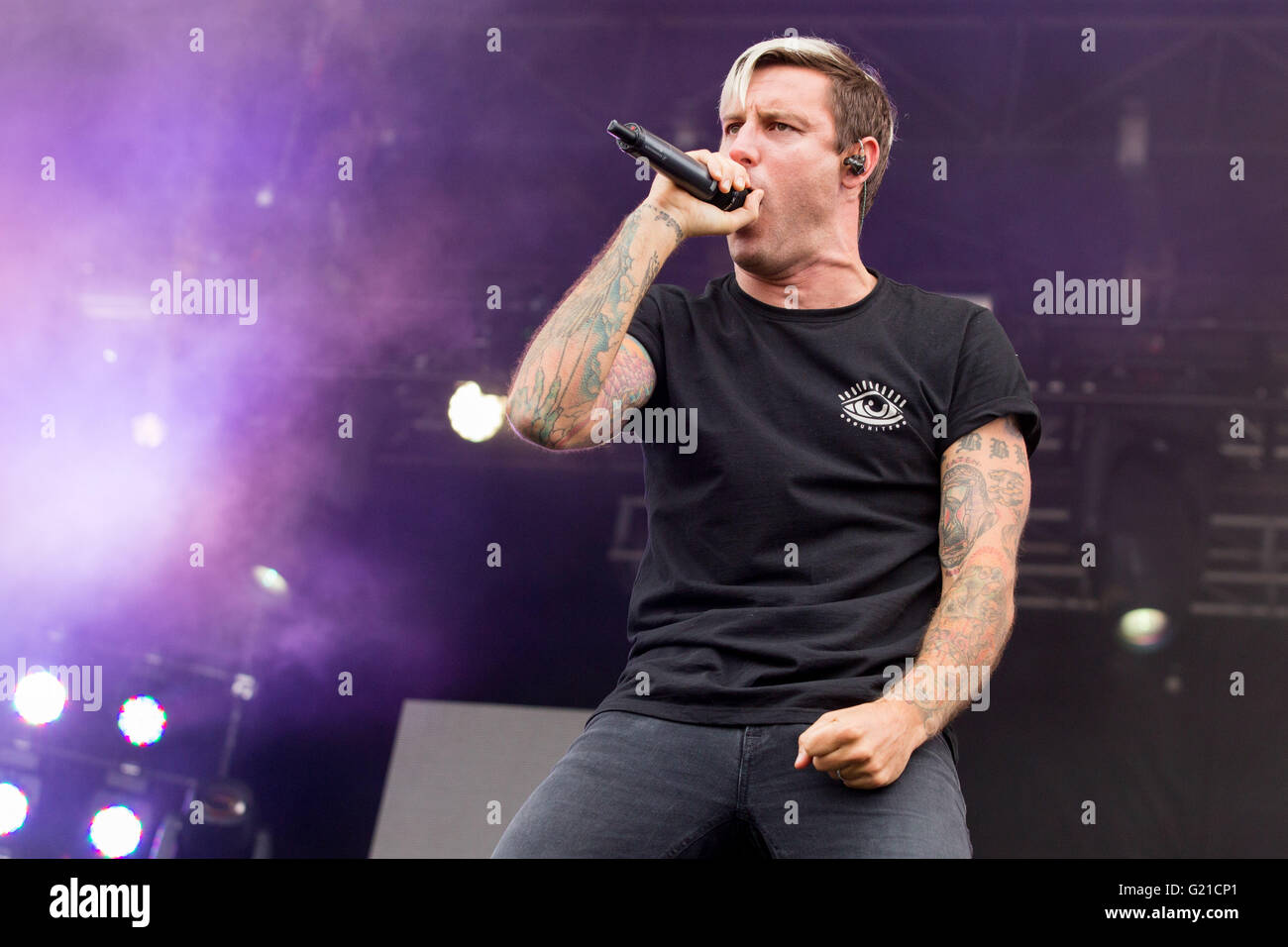 Columbus, Ohio, USA. 21st May, 2016. Singer WINSTON MCCALL of Parkway Drive performs live during Rock on the Range music festival at Columbus Crew Stadium in Columbus, Ohio © Daniel DeSlover/ZUMA Wire/Alamy Live News Stock Photo