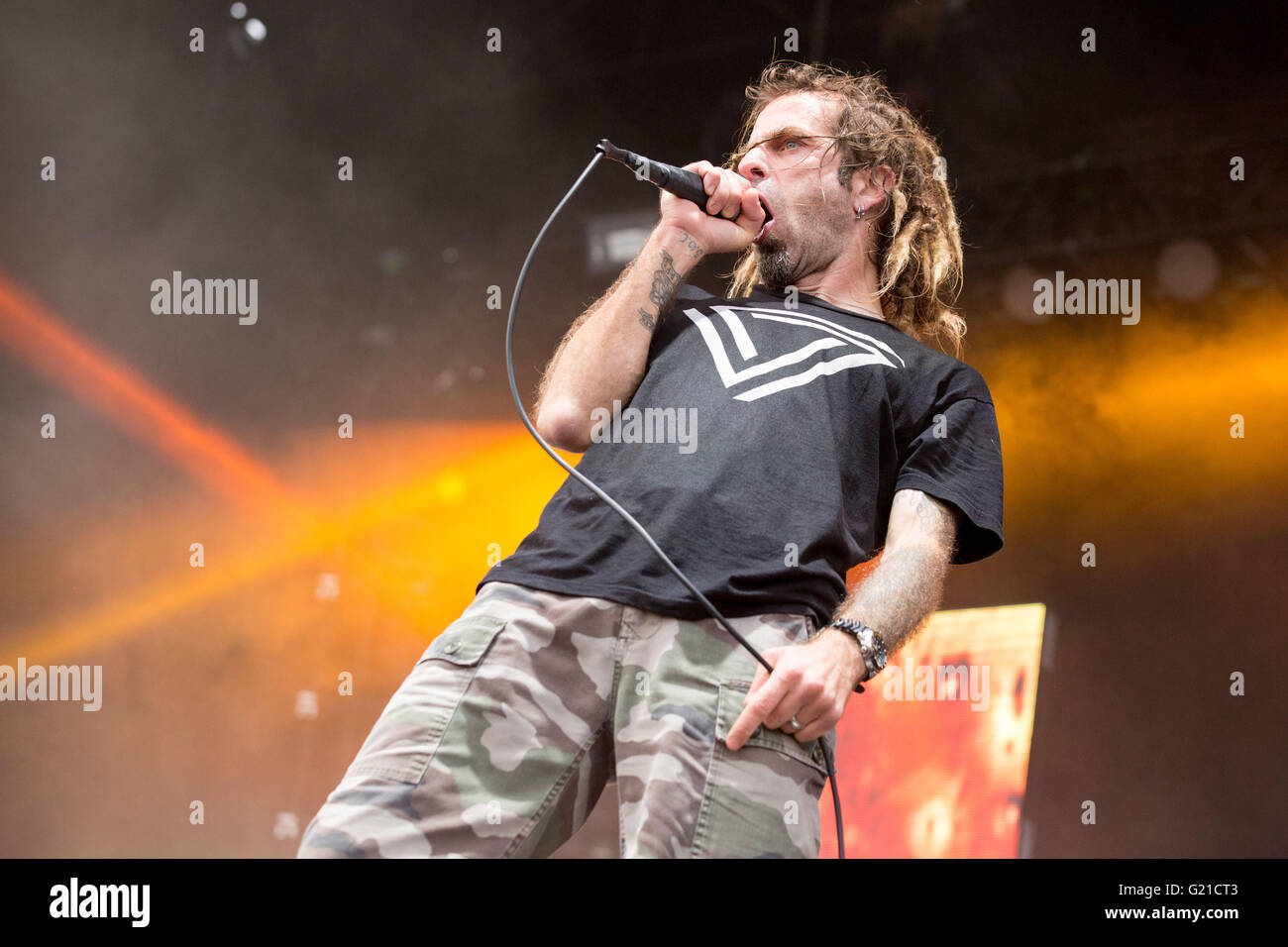 Columbus, Ohio, USA. 21st May, 2016. Singer RANDY BLYTHE of Lamb of God ...