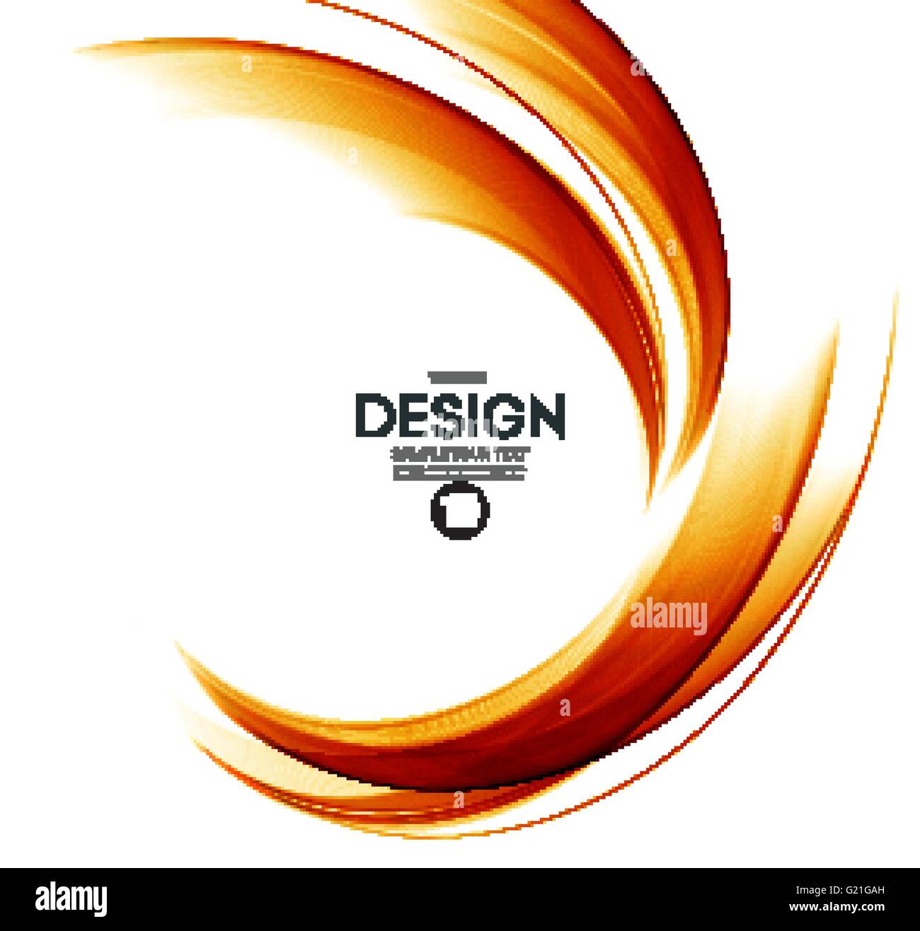 Abstract orange color wave design element. Abstract smooth color wavy