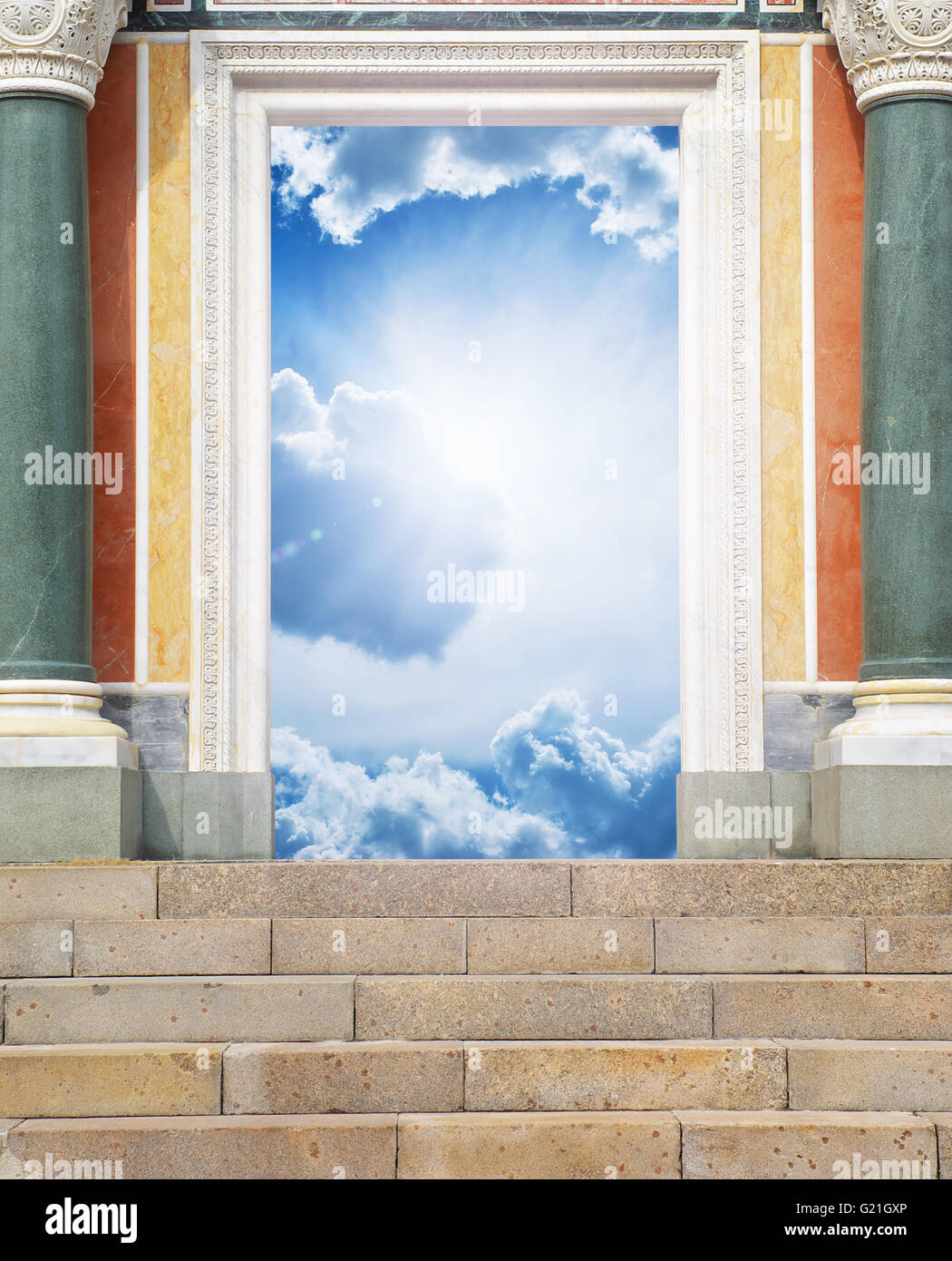 Door to God. Conceptual design. Religion theme Stock Photo Alamy