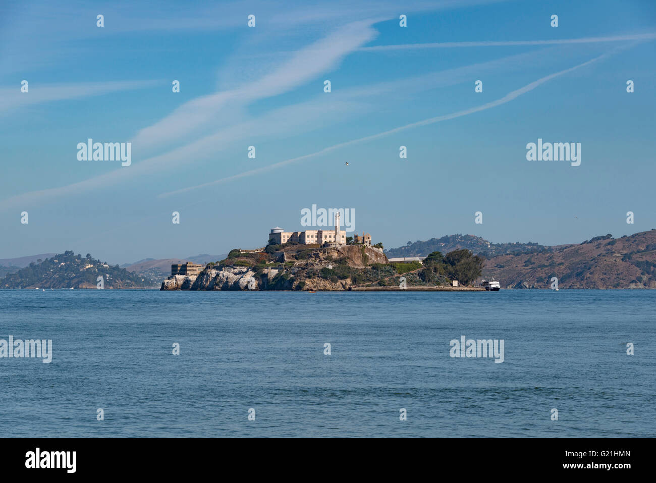 Alcatraz prison island in San Francisco Bay, San Francisco, California, USA Stock Photo