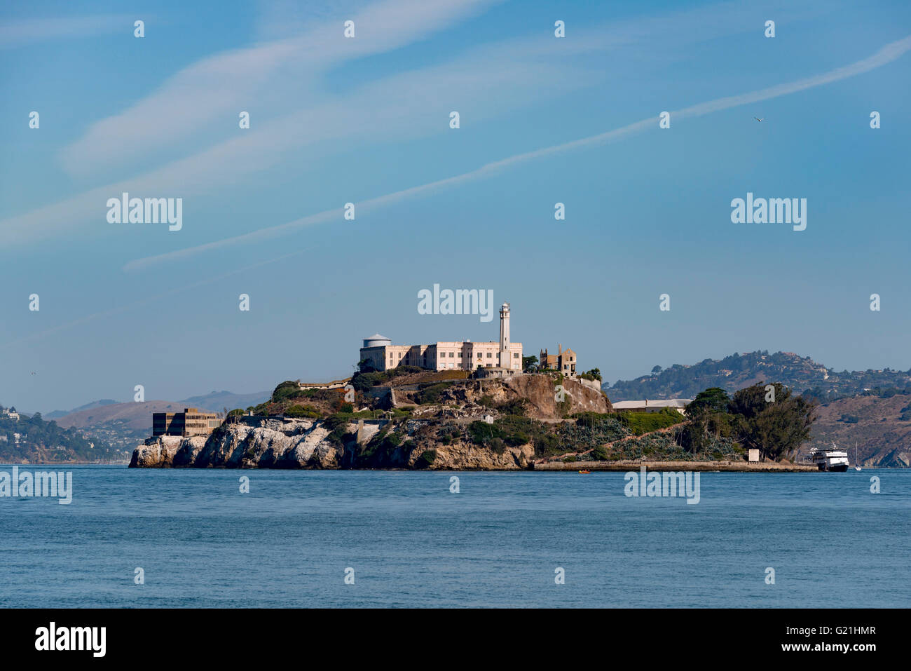 Alcatraz prison island in San Francisco Bay, San Francisco, California, USA Stock Photo