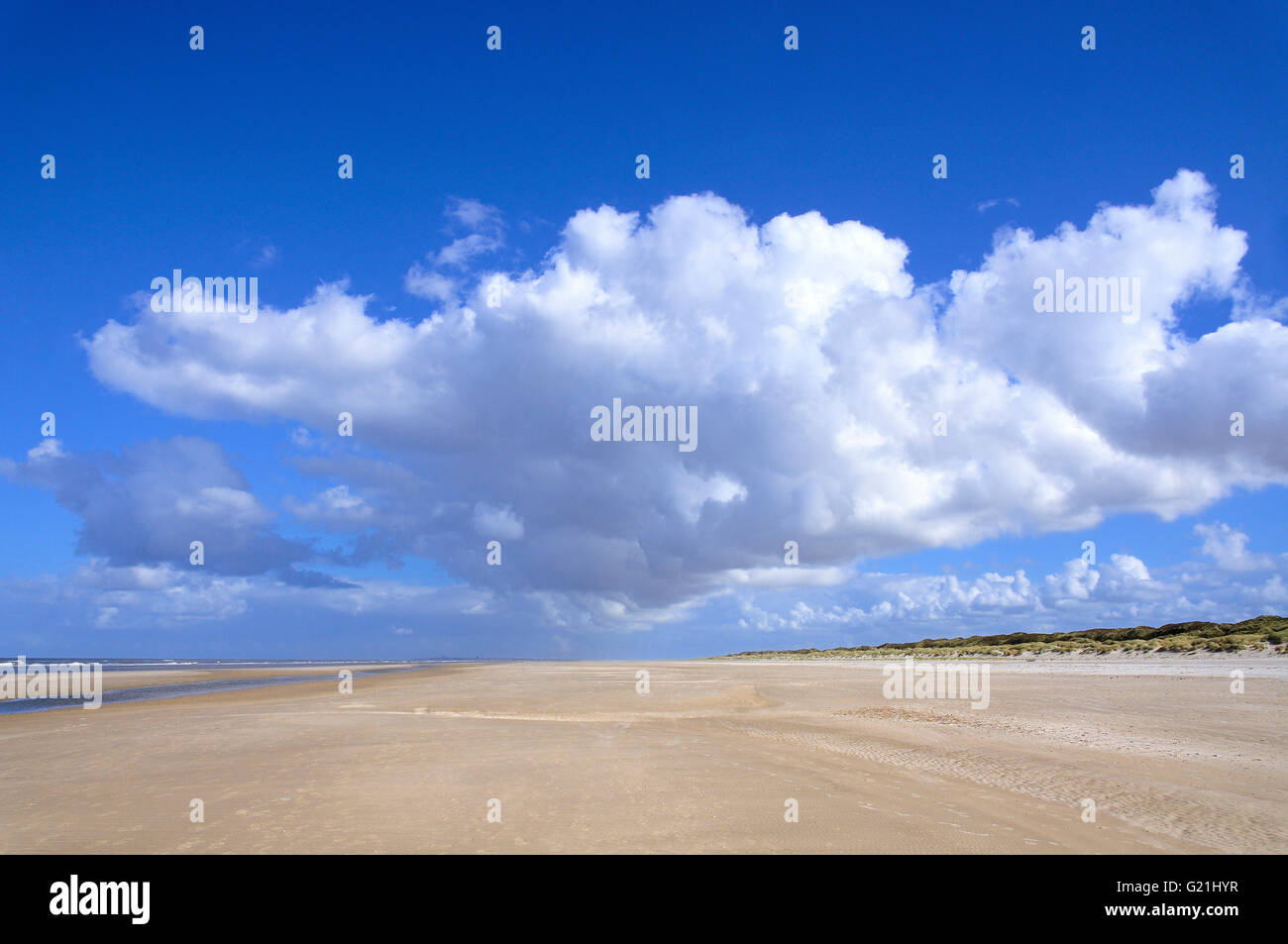 Extensive beach of Juist Island, East Frisian Islands, Lower Saxony, Germany Stock Photo