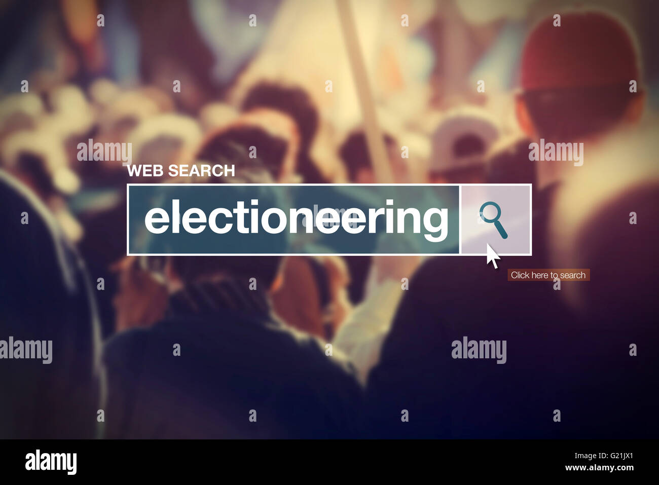 Electioneering - web search box glossary term on internet, Stock Photo