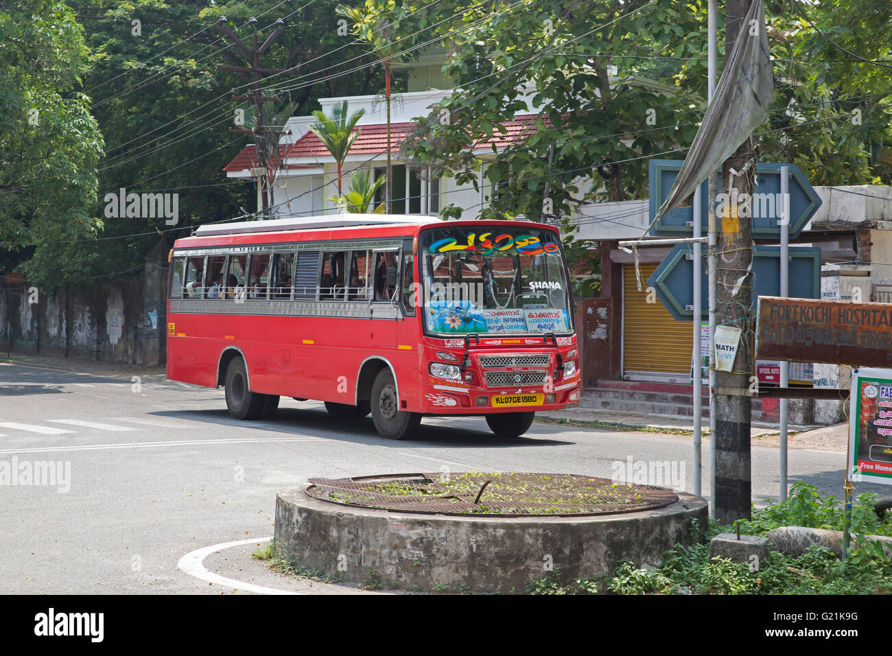 Red Coach in Cochin India Stock Photo