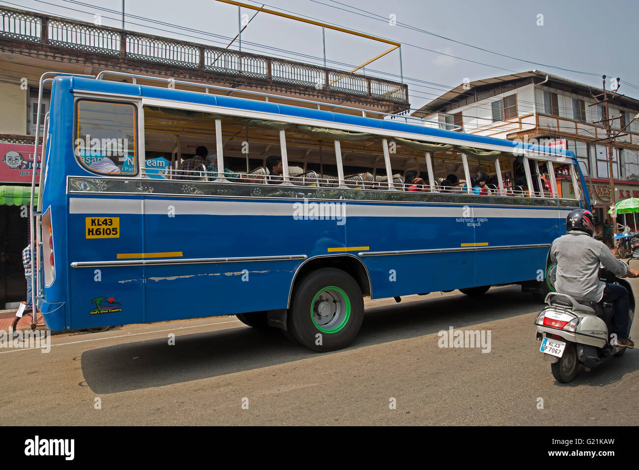Blue Coach in Cochin India Stock Photo