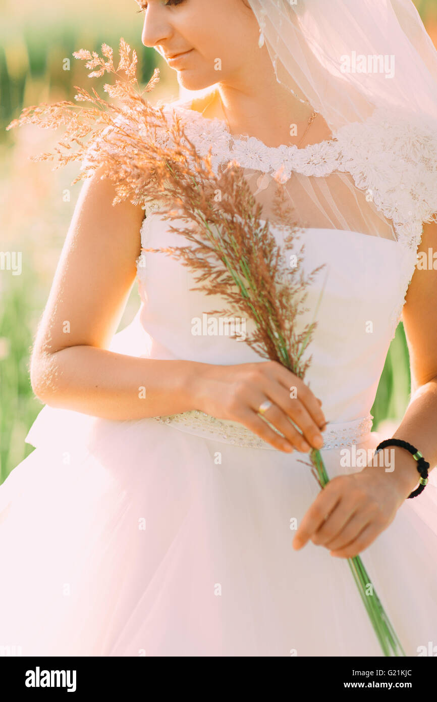 Bride wearing veil close up hi-res stock photography and images - Alamy