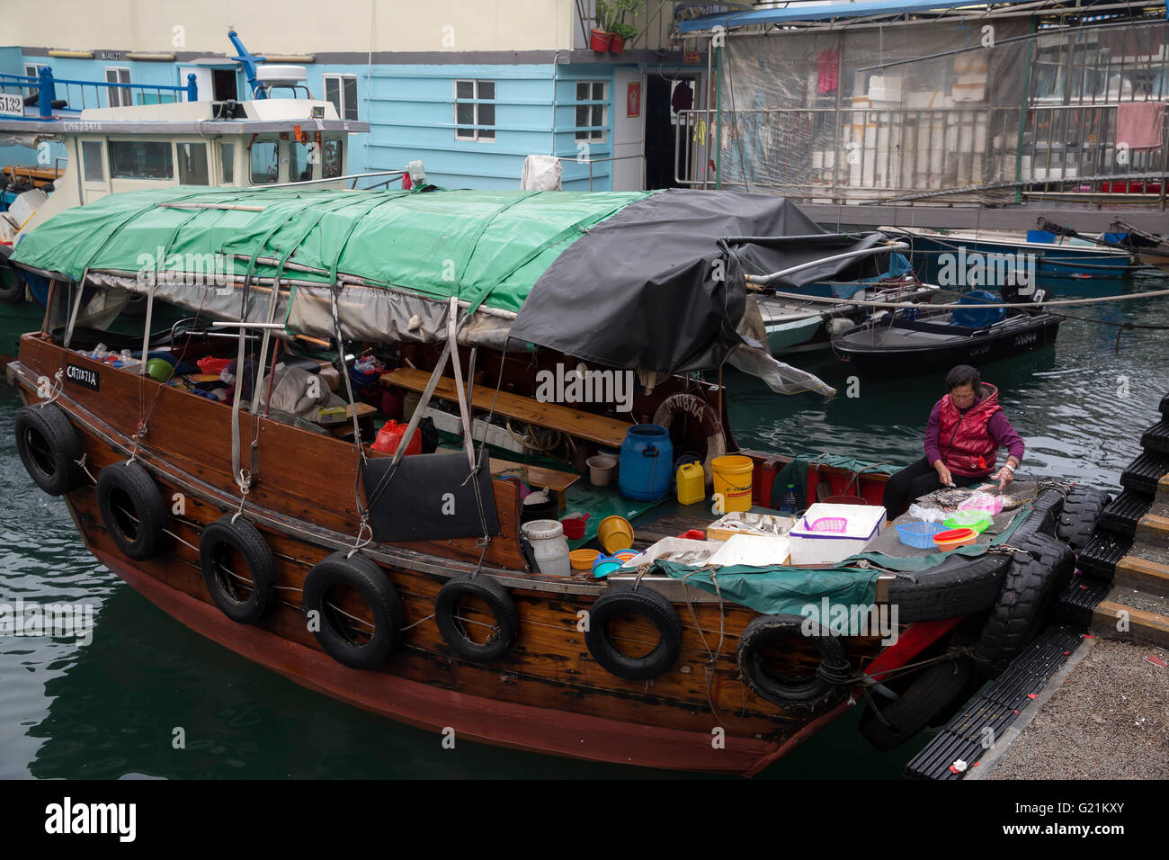 Old wooden junk boats in Aberdeen Hong Kong Stock Photo Alamy