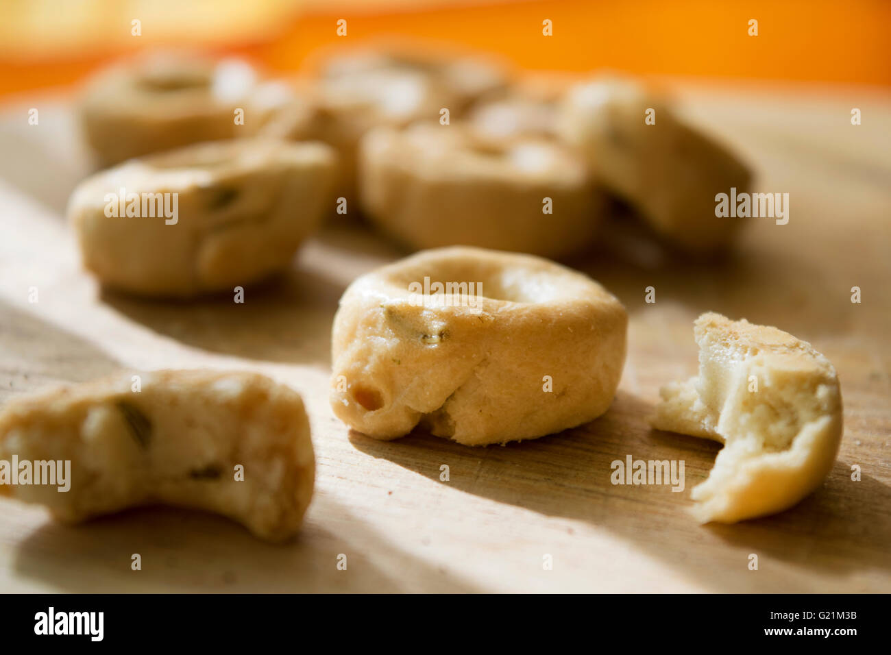 apuleian taralli toroidal Italian snack foods Stock Photo