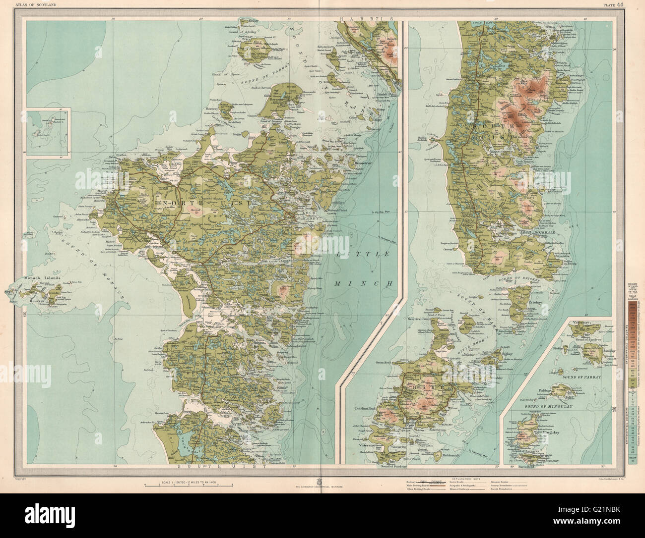 NORTH UIST & SOUTH UIST Barra Western Isles Outer Hebrides. LARGE, 1912 map Stock Photo Alamy