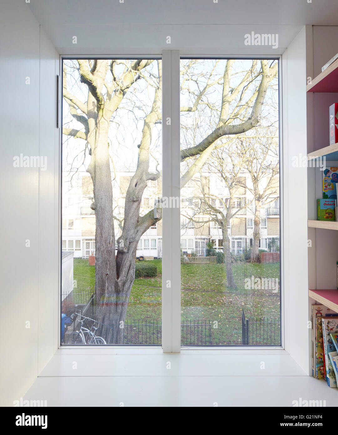 Kids bedroom. The Map House, London, United Kingdom. Architect: SAM Architects, 2015. Stock Photo