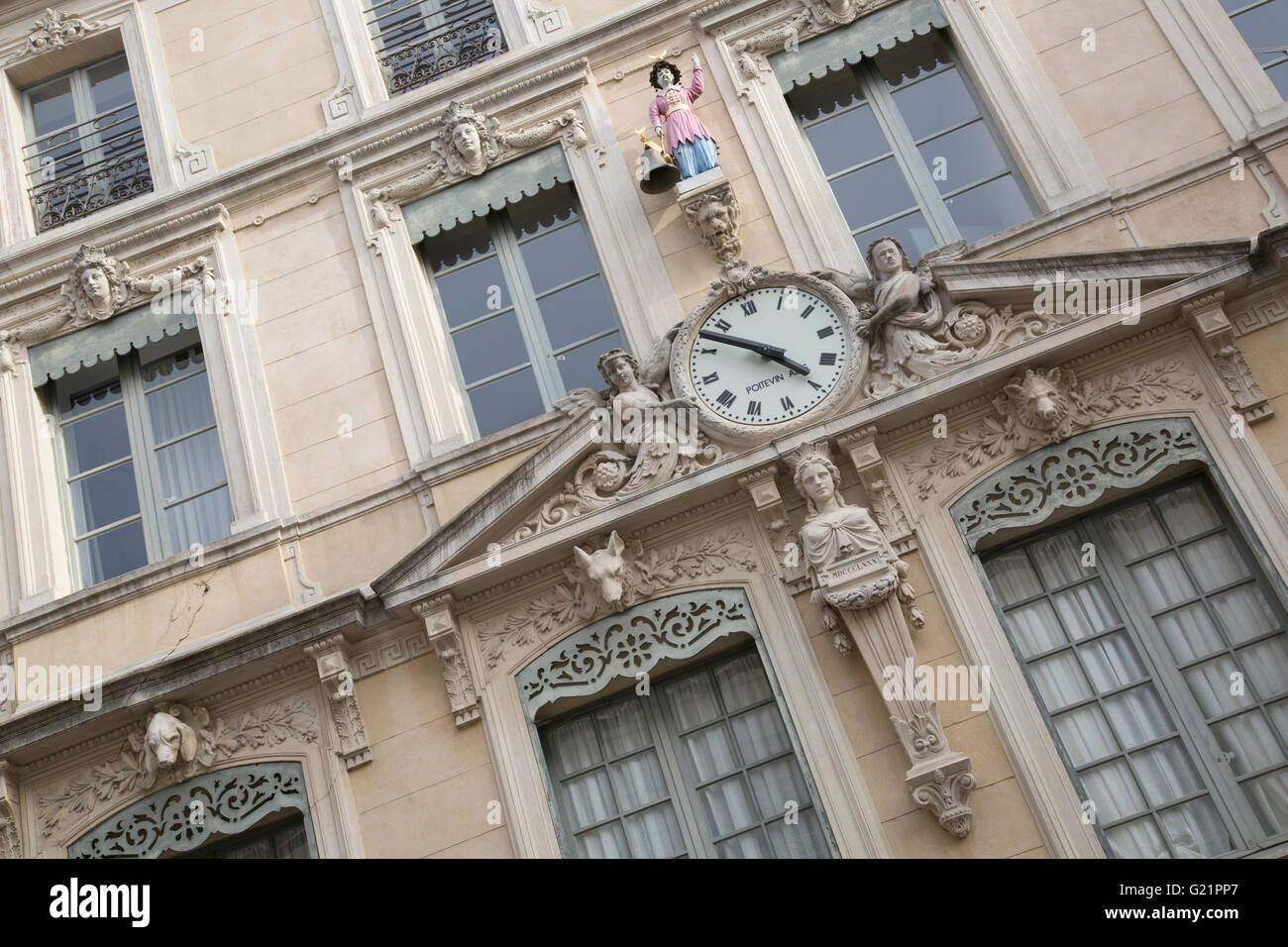 Jacquemard Facade of Hotel de Ville - City Hall, Nimes, France, Europe Stock Photo