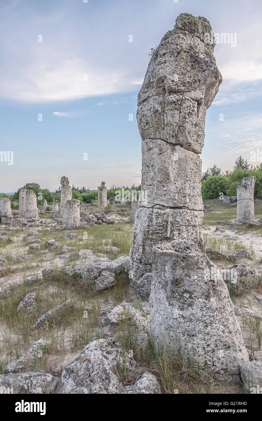 Ancient stone pillars of unknown origin. Bulgaria Stock Photo Alamy