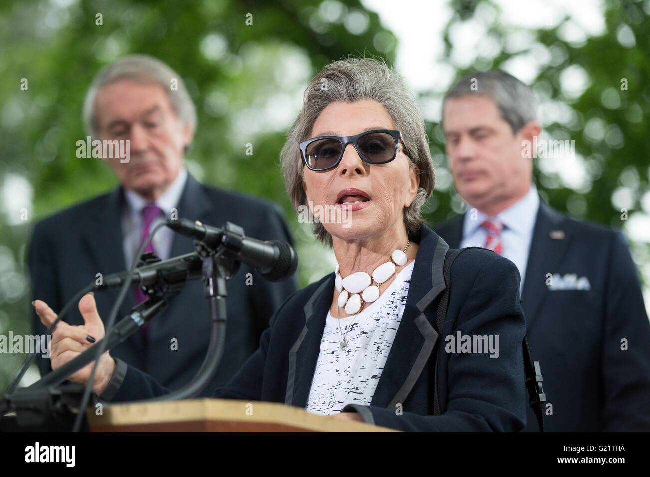 U.S Senator Barbara Boxer of California joined by other Democratic Senators during a press conference on Capitol Hill May 19, 2016 in Washington, DC. Stock Photo