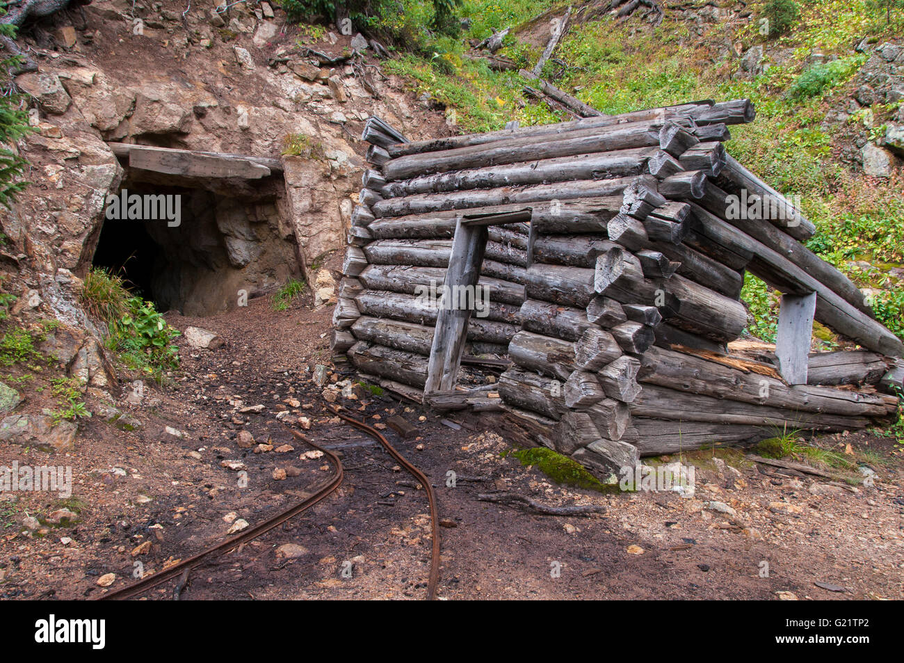 Mine Tunnel And Log Cabin Chicago Basin Columbine Pass Trail