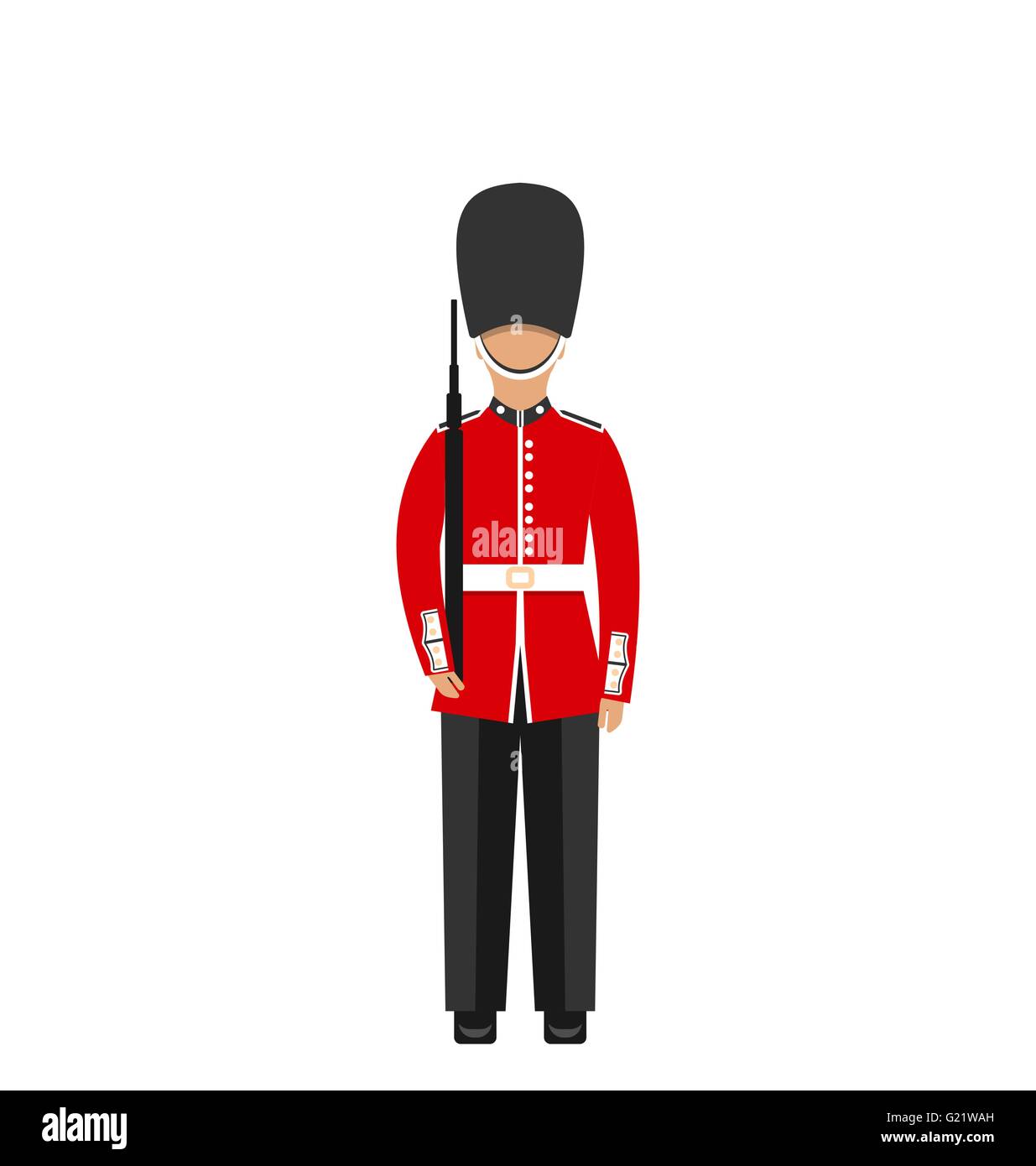 Queen's Guard. Man in Traditional Uniform with Weapon, British Soldier Stock Vector