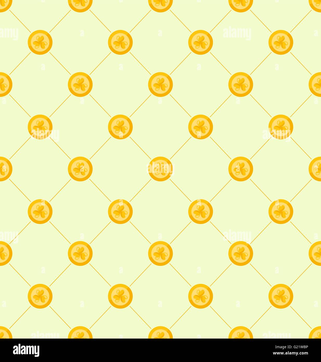 Seamless Simple Pattern with Golden Coins for St. Patricks Day Stock Vector