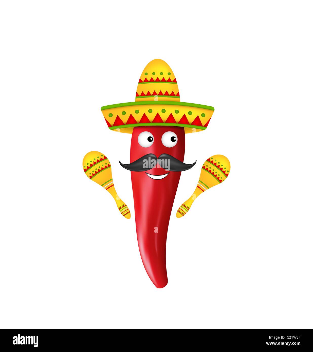 Mexican Symbols, Red Chili Pepper, Sombrero Hat, Musical Maracas ...