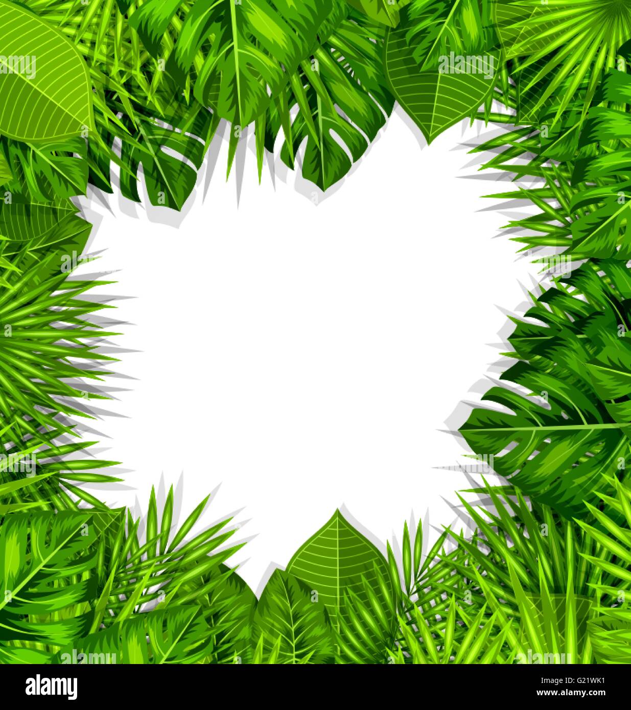 Natural Frame with Green Tropical Leaves Stock Vector Image & Art - Alamy