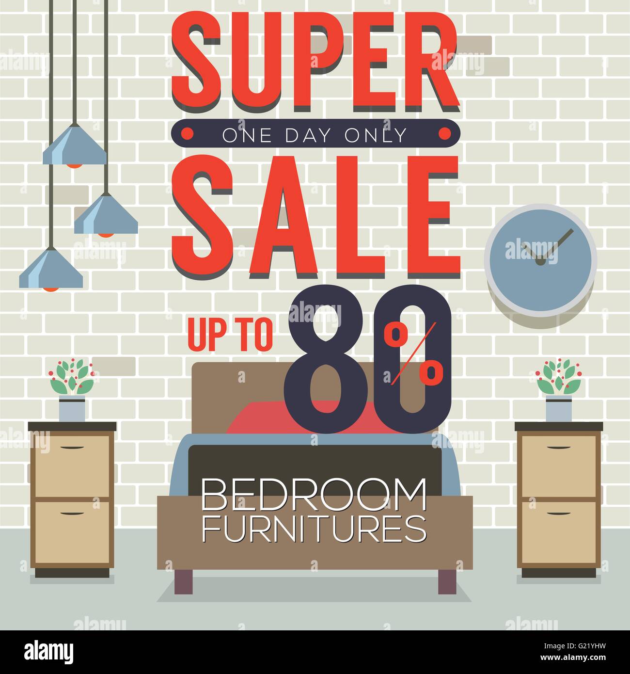 Furniture Super Sale Up to 80 Percent Vector Illustration Stock Vector