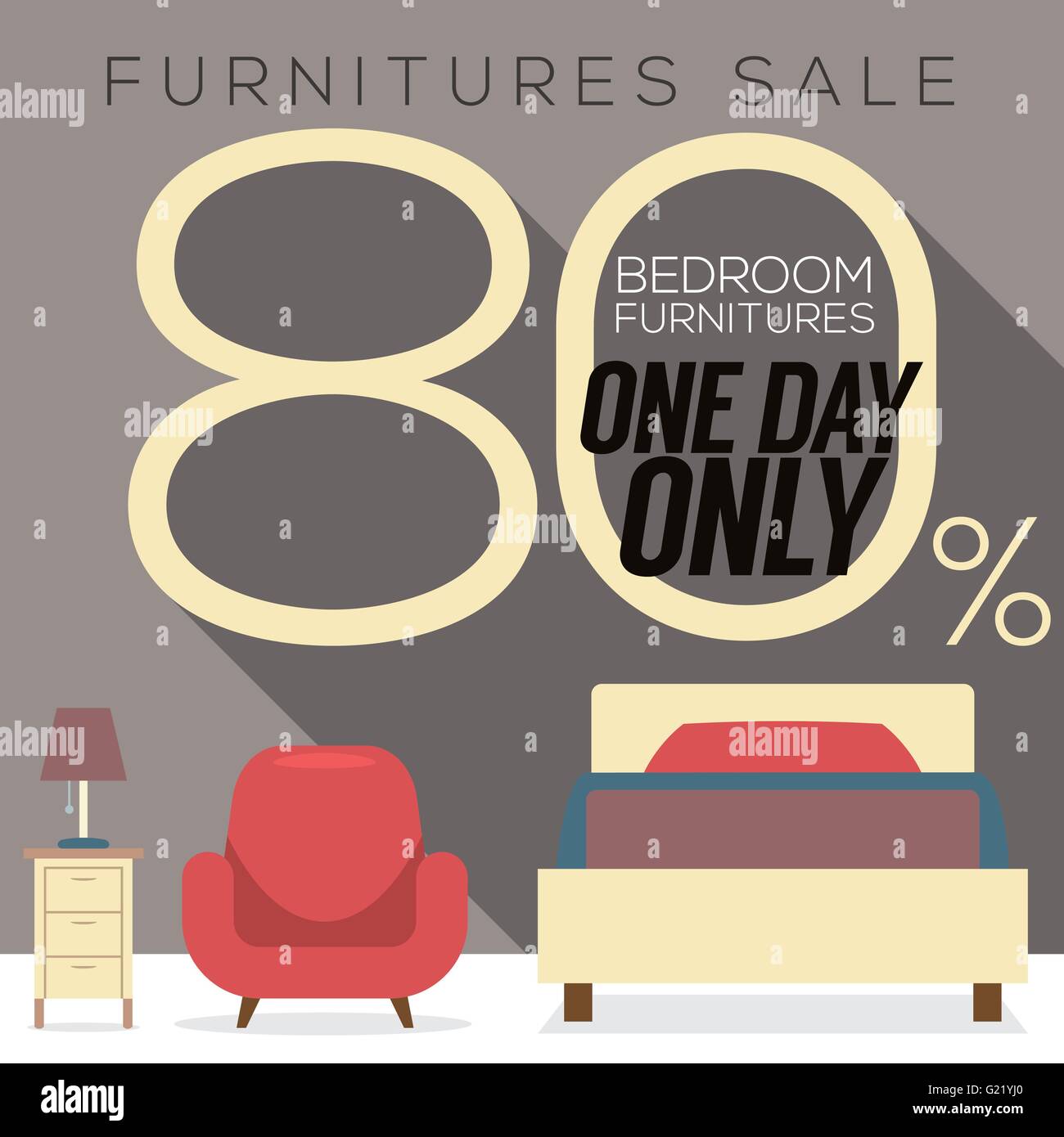Furniture Sale Up to 80 Percent Vector Illustration Stock Vector