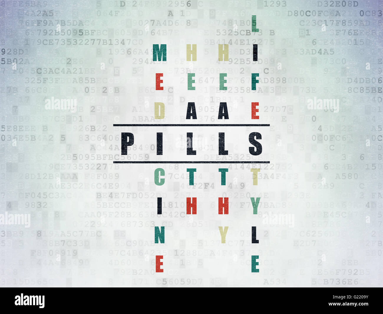 Medicine concept Pills in Crossword Puzzle Stock Photo Alamy