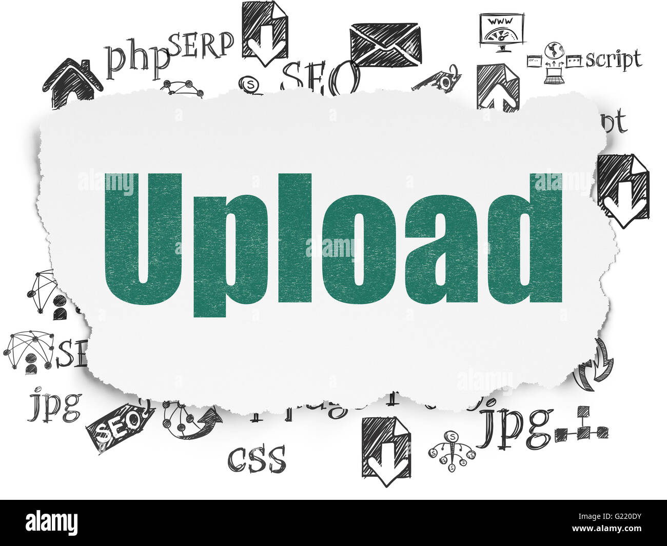 Web design concept: Upload on Torn Paper background Stock Photo - Alamy