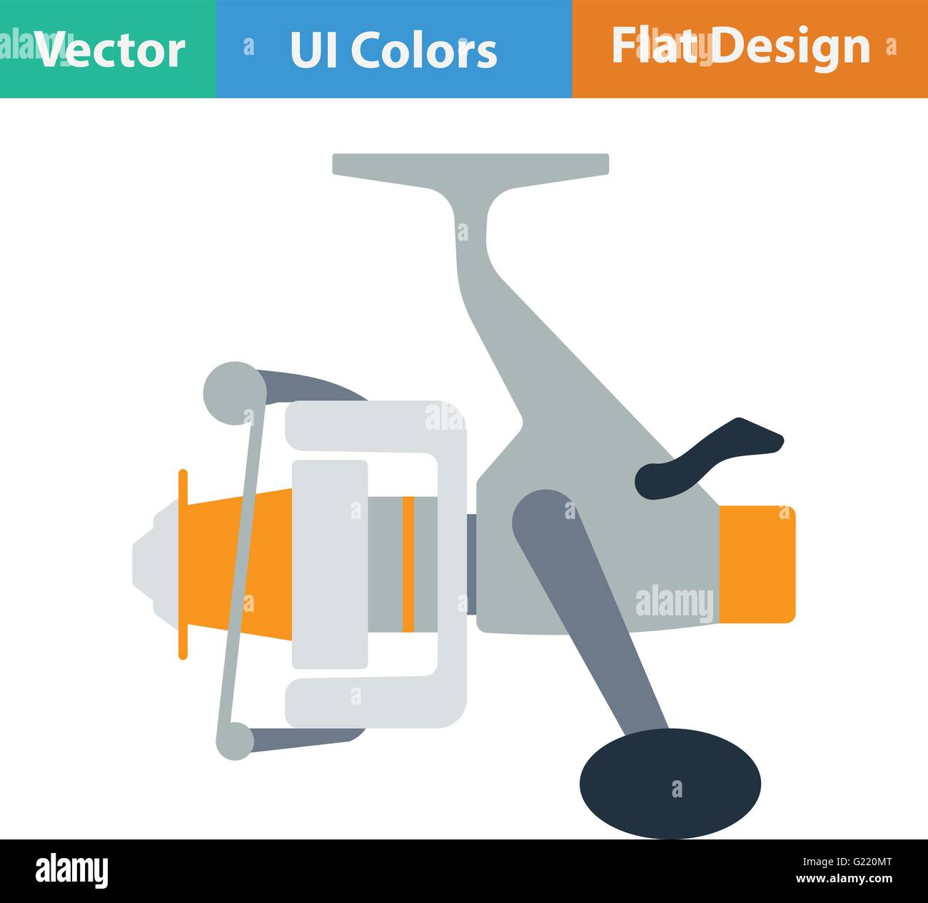 Flat design icon of Fishing reel in ui colors. Vector illustration ...