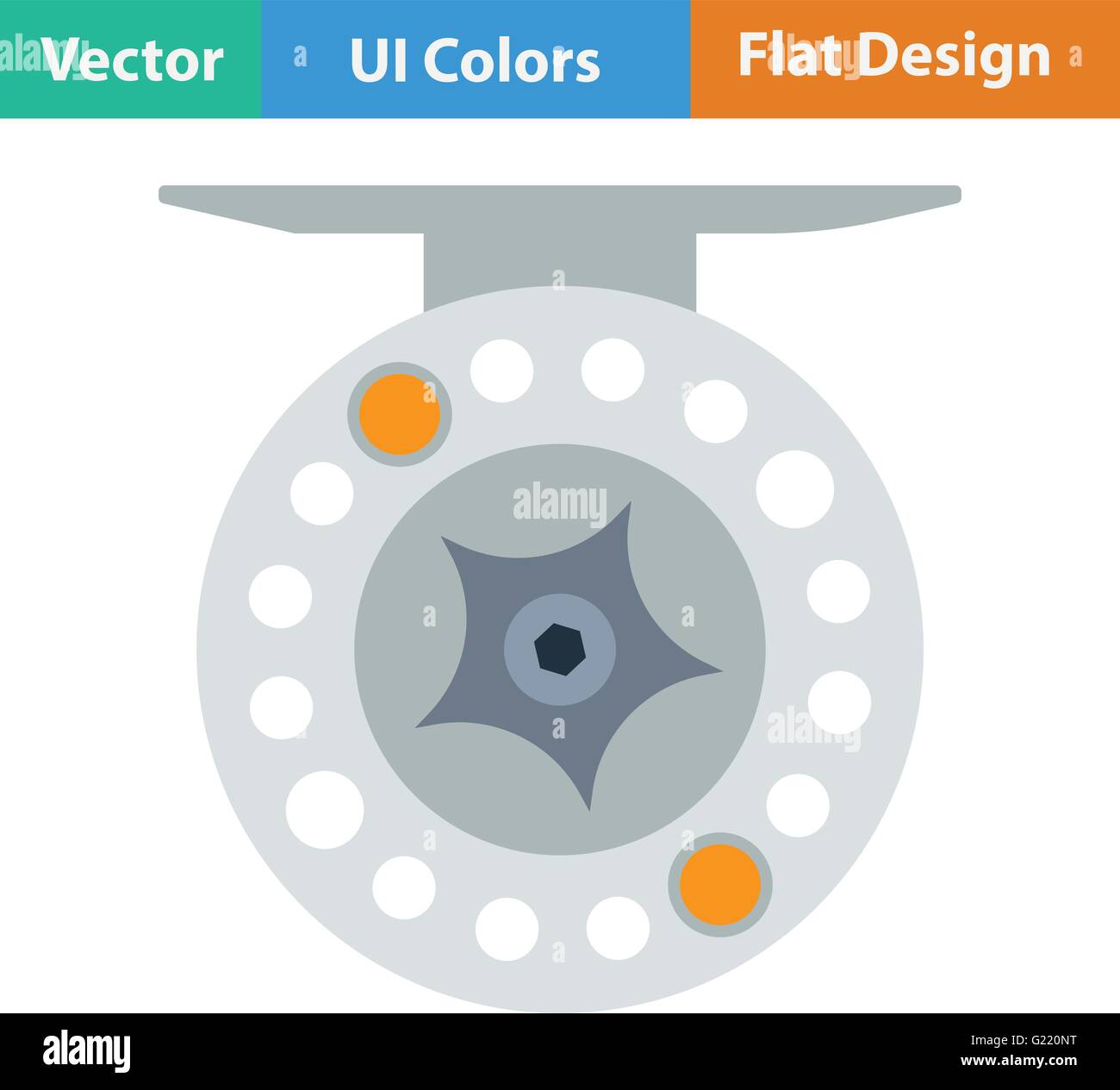 Flat design icon of Fishing reel in ui colors. Vector illustration ...