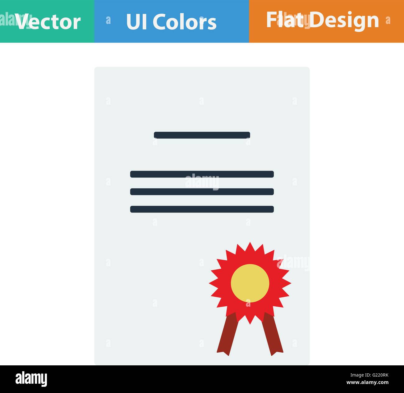 Flat design icon of Diploma in ui colors. Vector illustration Stock ...