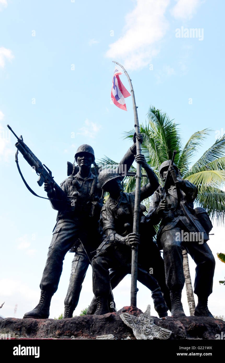 Military monument ThaiLaotian Border war or Rom Klao wars at Wat Phra