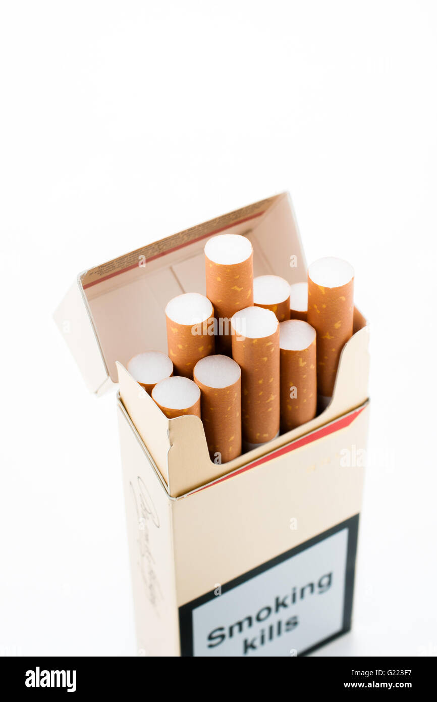 Packs of ten cigarettes now banned from May 21st 2017 under the European Union Tobacco Products Directive of May 20th 2016 Stock Photo