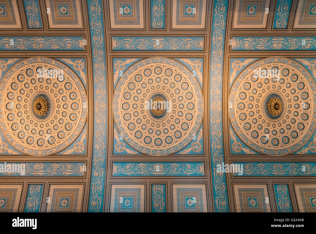 Neo-classical ceiling of the Chapel of St Peter and St Paul, Royal Naval College, Greenwich, London Stock Photo
