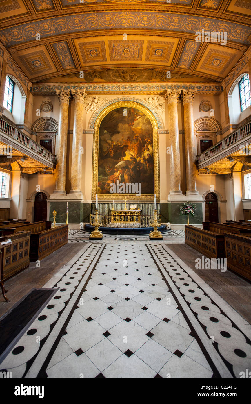Chapel of St Peter and St Paul, Royal Naval College, Greenwich, London Stock Photo