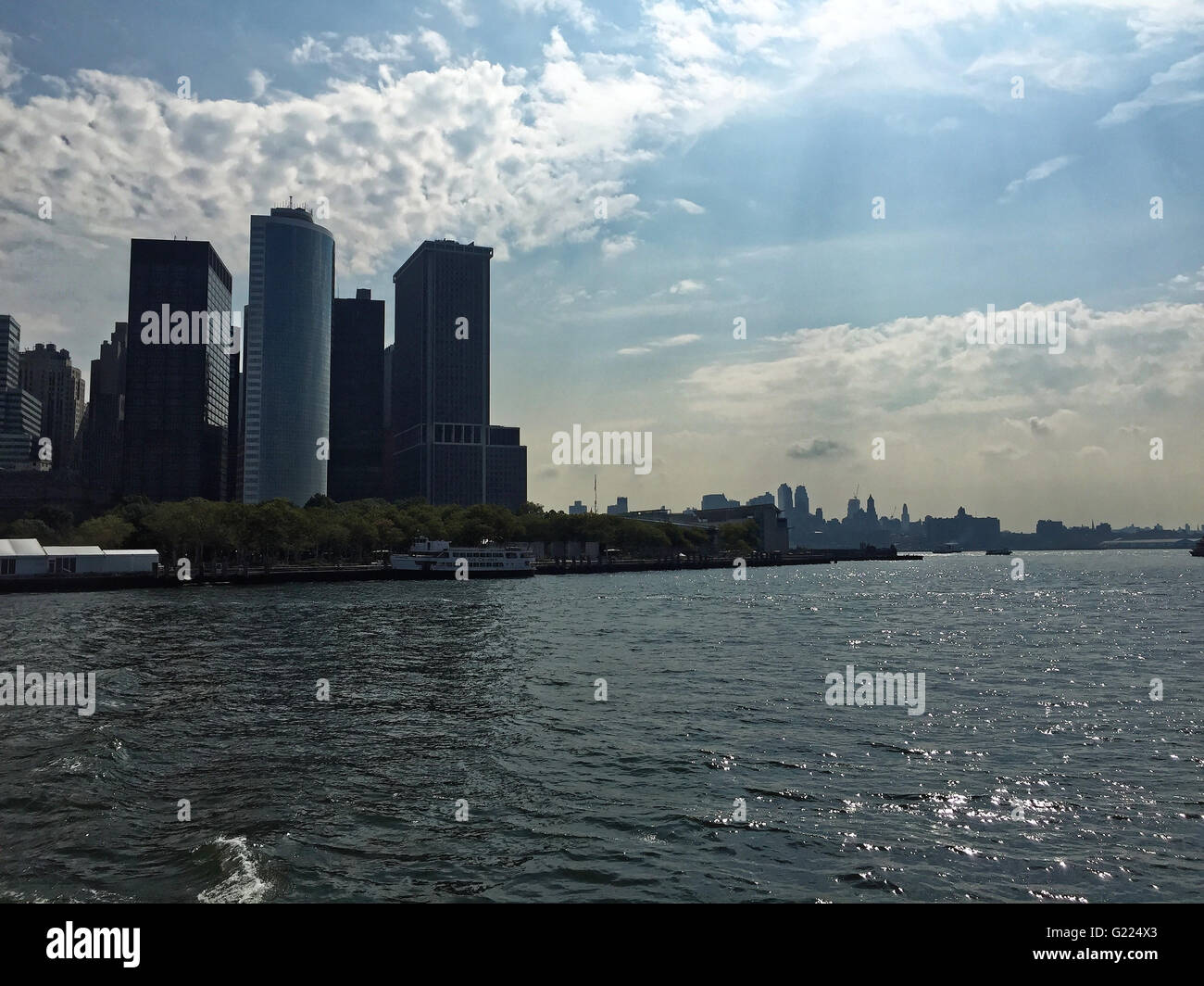 The skyline of lower downtown Manhattan, New York City Stock Photo