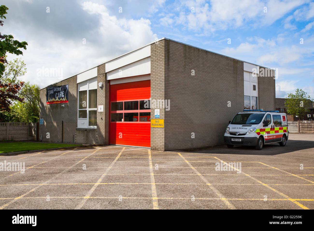 Community Fire Station manned by retained team in Hesketh Bank, Preston, Lancashire, UK Stock