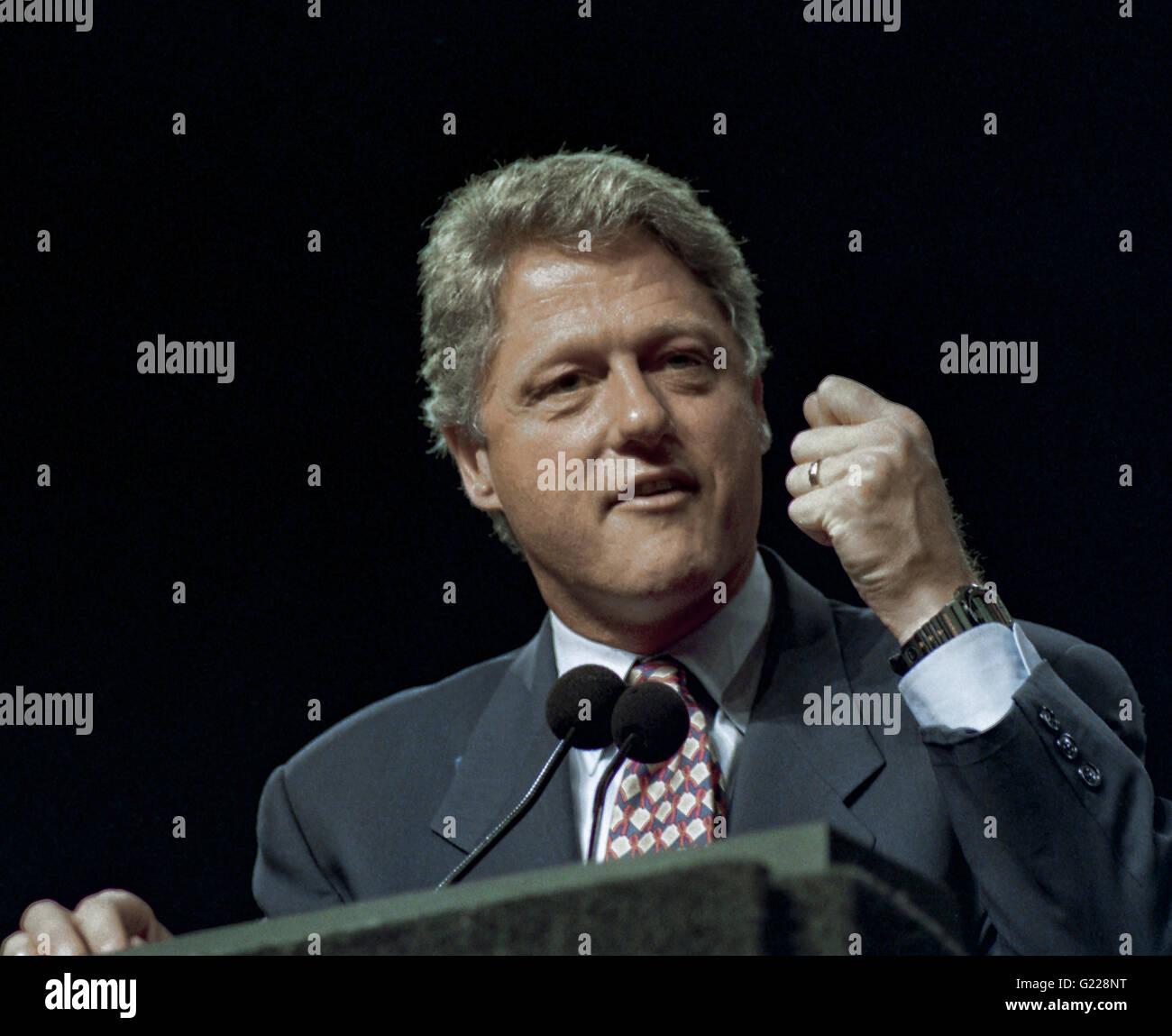 Democratic candidate Governor William Clinton delivers his campaign stump speech at Cobo Hall Detroit  Credit: Mark Reinstein Stock Photo